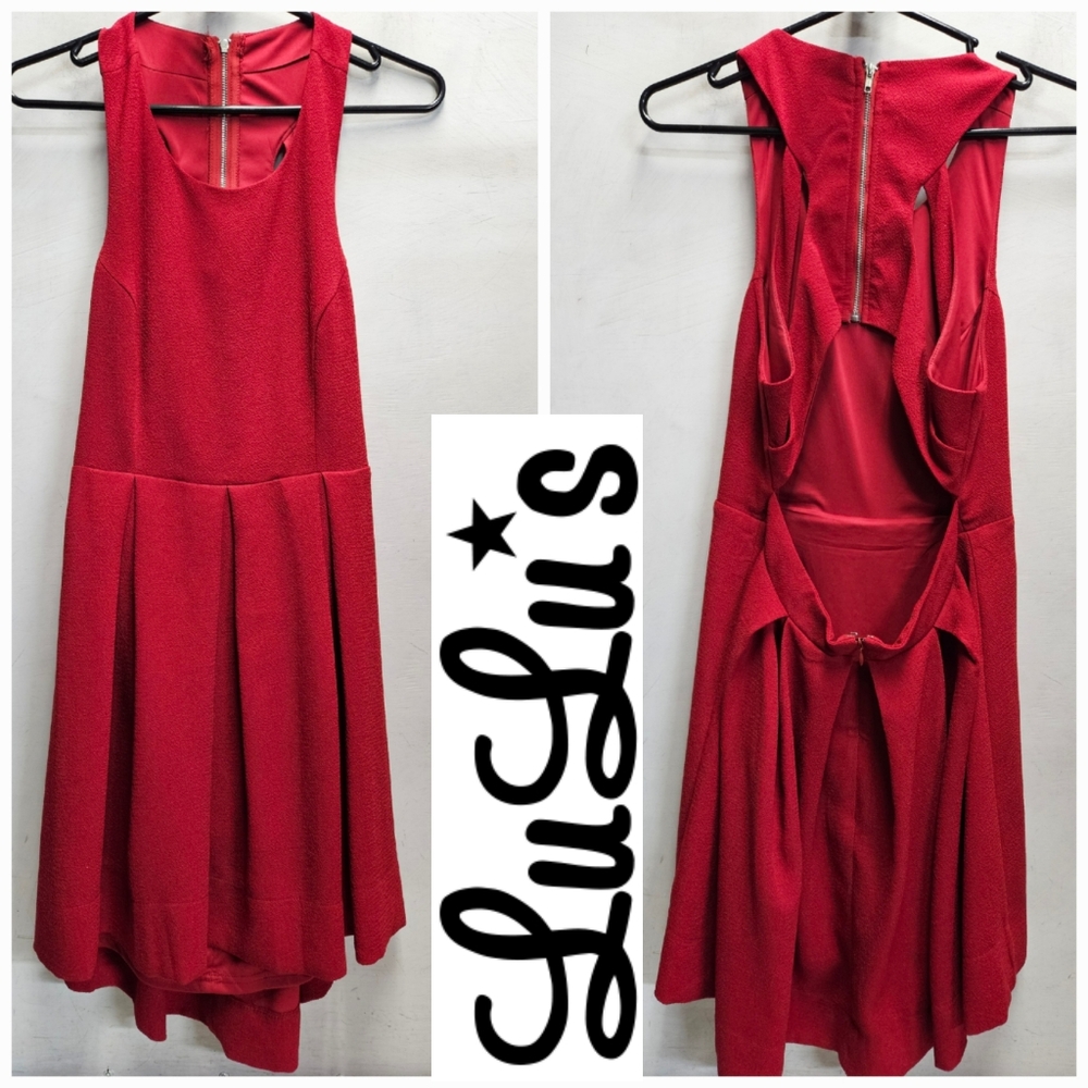 LuLus lined red zip open racerback mini dress womens large